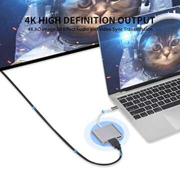 AISONK USB-C to HDMI Adapter, USB 3.1 Type C to HDMI 4K Multiport AV Converter with USB 3.0 Port Mac...