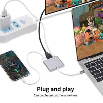 AISONK USB-C to HDMI Adapter, USB 3.1 Type C to HDMI 4K Multiport AV Converter with USB 3.0 Port Mac HDMI Adapter,USB-C Digital AV Multi Port Adapter for MacBook Pro/ S8+/S9+/Projector/Monitor（Gray）