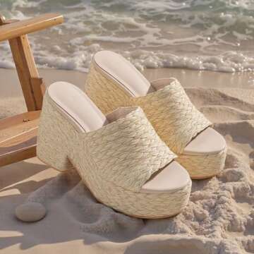 CYNLLIO Espadrilles Platform Sandals Open Toe Chunky High Heel Slides Fashion Summer Outdoor Beach Slippers Slip on Party Dress Shoes