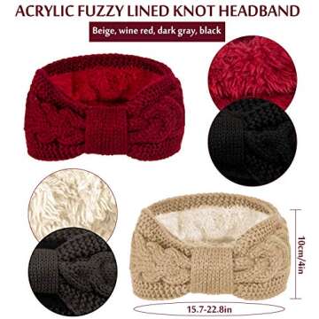 Whaline 4 Pack Winter Knit Headbands - Soft, Warm & Stylish Accessories