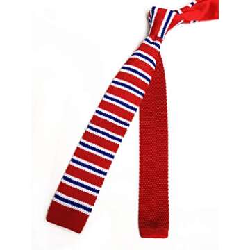 Men's Kids Junior Red Blue White Knitting Ties - Best for Independence Day Celebrations