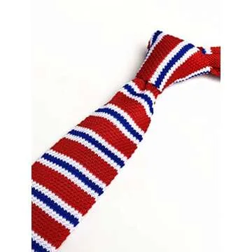 Men's Kids Red Blue White Knitting Tie for Events