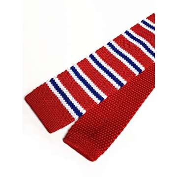 Men's Kids Red Blue White Knitting Tie for Events