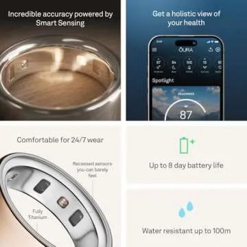 Oura Ring 4 - Rose Gold - Size 8 - Smart Ring - Size First with Oura Ring 4 Sizing Kit - Sleep Tracking Wearable - Heart Rate - Fitness Tracker - Up to 8 Days of Battery Life