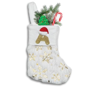 ASEOJOON 6 inches Initial Monogram Christmas Stocking with Embroidered Letters Personalized Small Pl...