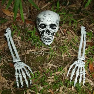 Scary Halloween Skeleton Arms & Skull Set for Yards