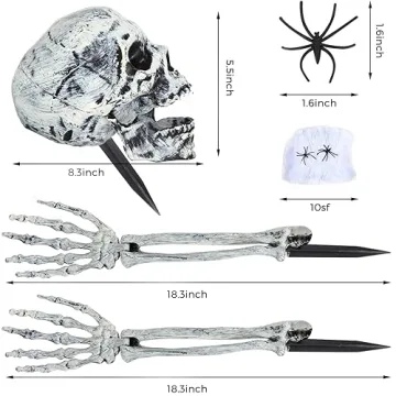 Scary Halloween Skeleton Arms & Skull Set for Yards