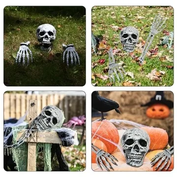 Scary Halloween Skeleton Arms & Skull Set for Yards