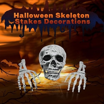 Scary Halloween Skeleton Arms & Skull Set for Yards