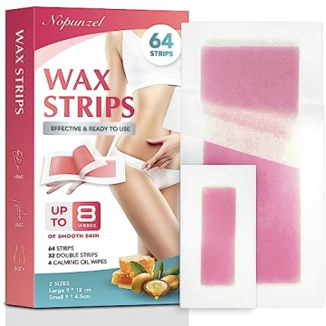 NOPUNZEL Wax Strips for Hair Removal, 64 Count - Waxing Strips for Bikini, Brazilian, Body, Legs, Ar...