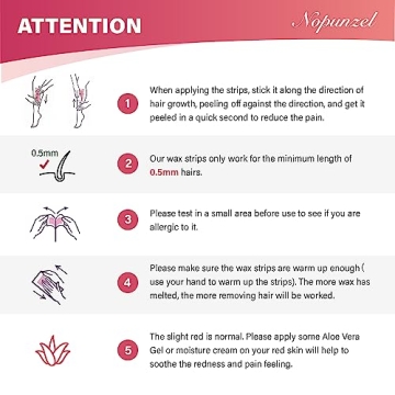 NOPUNZEL Wax Strips for Hair Removal, 64 Count - Easy & Gentle Hair Care