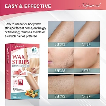 NOPUNZEL Wax Strips for Hair Removal, 64 Count - Easy & Gentle Hair Care