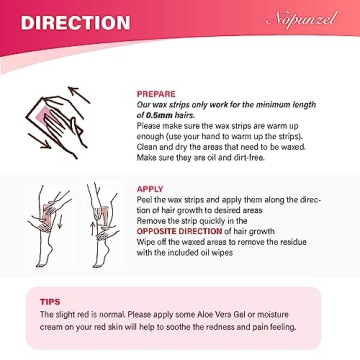 NOPUNZEL Wax Strips for Hair Removal, 64 Count - Easy & Gentle Hair Care