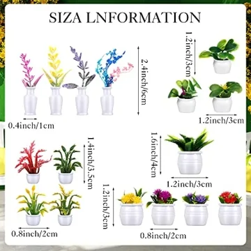 16 Miniature Bonsai Plants for Dollhouse Decoration