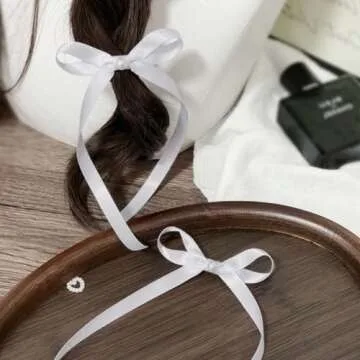 Simplegoal Double Face White Satin Ribbon 1/4 Inch X 50 Yards Polyester White Ribbons for Gift Wrapping Fabric Ribbon for Crafts Flower Bouquet Sewing Arts Wedding Party Decoration