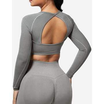 Stylish YEOREO Women Long Sleeve Crop Top for Workouts