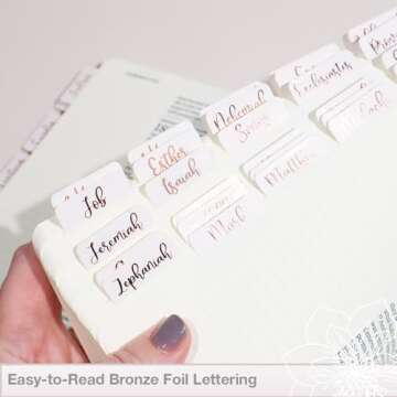 Idyllic Grace Bible Tabs - Bronze Foil Lettering for Beautiful Bible Journaling
