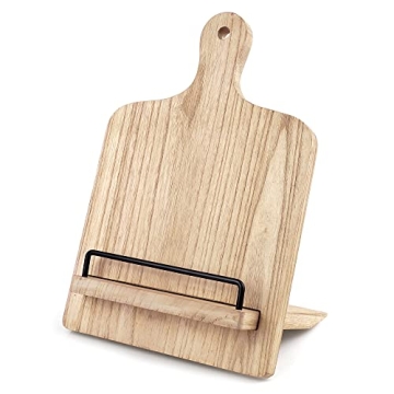 Cookbook Stand Wood Cookbook Holder: Farmhouse Kitchen Cookbook Stand - Adjustable Cookbook Recipe S...