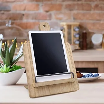 Adjustable Wood Cookbook Stand for Rustic Kitchen Decor