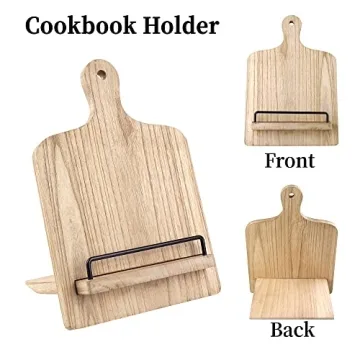 Adjustable Wood Cookbook Stand for Rustic Kitchen Decor