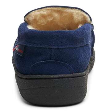 Alpine Swiss Yukon Mens Suede Shearling Slip On Moccasin Slippers Navy 15 M US