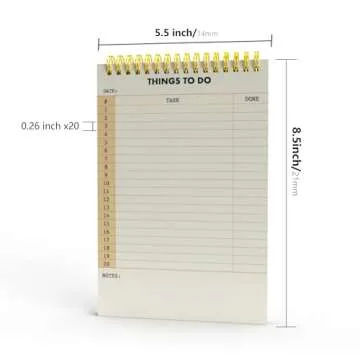 iCsapr Undated To-Do List Notepad（5.5"×8.5"）Spiral Bound Daily Planner with Checklist, Notes - ...