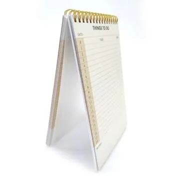 iCsapr Undated To-Do List Notepad（5.5"×8.5"）Spiral Bound Daily Planner with Checklist, Notes - 50 Sheets - Ideal for Work, Home, School - beige, PP Cover & Backboard