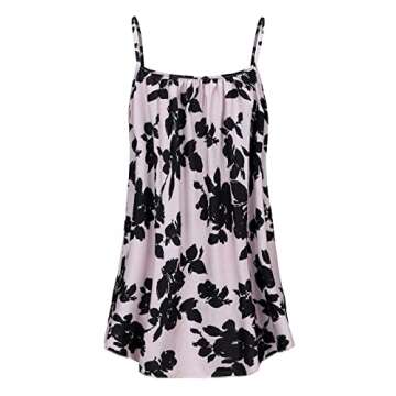 Plus Size Tank Tops for Women Camisoles Cami Dress Loose Fit Sleeveless Flowy Spaghetti Strap Summer Boho Floral (Pink Floral,4X)