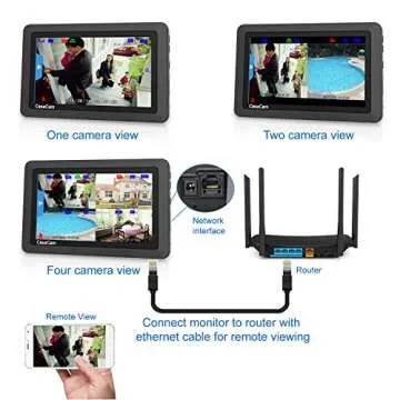 CasaCam VS802 Wireless Security Camera System with 7" Touchscreen Monitor and 2 pcs HD Cameras (Camera Requires AC Power), Two-Way Audio, Free APP, SD Card and Battery Installed