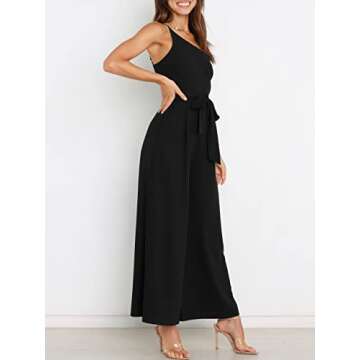ANRABESS Women Summer Dressy Jumpsuit One Shoulder Sleeveless Casual Wide Leg Pants Romper Jumper 20...