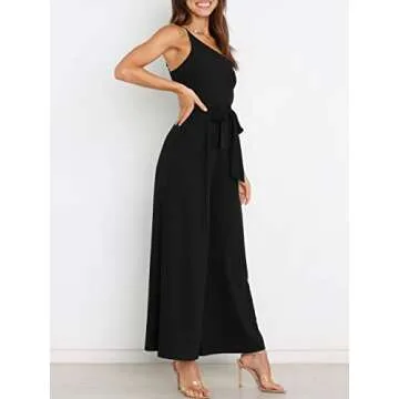 ANRABESS Women Summer Dressy Jumpsuit One Shoulder Sleeveless Casual Wide Leg Pants Romper Jumper 20...