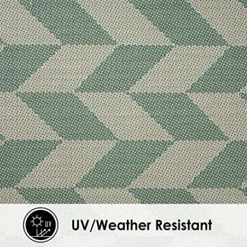 Nicole Miller New York Patio Country Calla Contemporary Herringbone Indoor/Outdoor Area Rug, Beige/Green, 6'6"x9'2"