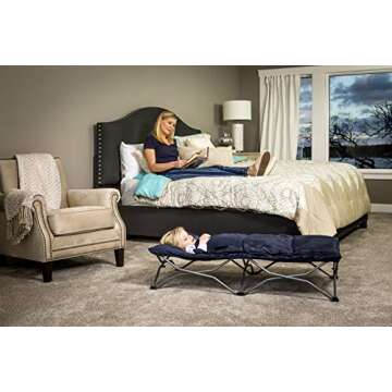 Regalo My Cot Deluxe Portable Toddler Bed, Includes Sleeping Bag, Navy