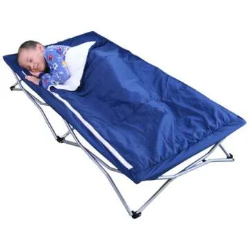Regalo My Cot Deluxe Portable Toddler Bed, Includes Sleeping Bag, Navy
