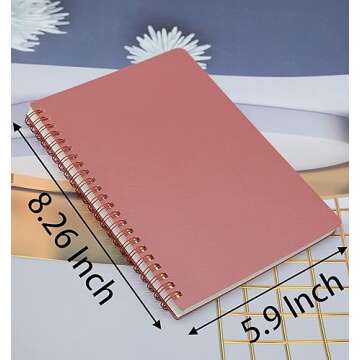 Yansanido Spiral Notebook, 4 Pcs 4 Color A5 Size Thick Plastic Hardcover 8mm Ruled Paper 80 Sheets (...
