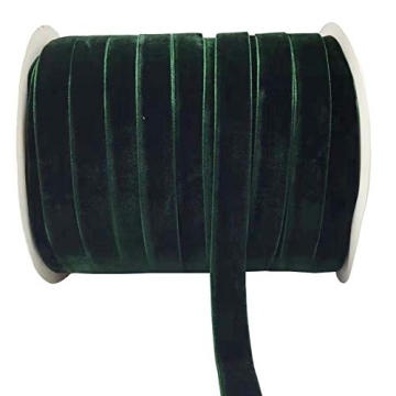 Luxurious Dark Green Velvet Ribbon - 10 Yards of Crafting Elegance