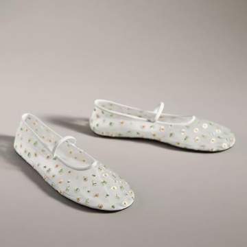 VorisVina Stylish Nude Embroidered Ballet Flats for Women