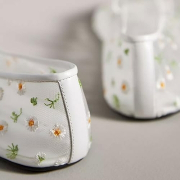 VorisVina Stylish Nude Embroidered Ballet Flats for Women