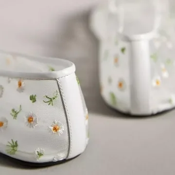 VorisVina Stylish Nude Embroidered Ballet Flats for Women