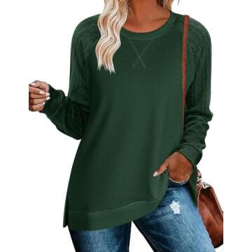 Zeagoo Womens Long Sleeve Shirts for Fall Tunic Tops Business Casual Clothes for Ladies Holiday Sweaters for Women Blouses Basic Shirts 2024 Green L