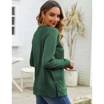 Zeagoo Womens Long Sleeve Shirts for Fall Tunic Tops Business Casual Clothes for Ladies Holiday Sweaters for Women Blouses Basic Shirts 2024 Green L