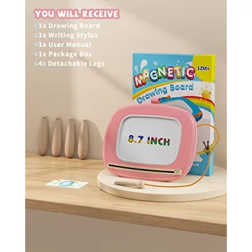 Kikapabi Toys for 1 2 Year Old Girl, Magnetic Drawing Board for Early Learning, Birthday/New Year Gift for Baby Boys, Doodle Board Kids Toddlers 1-3(Pink)