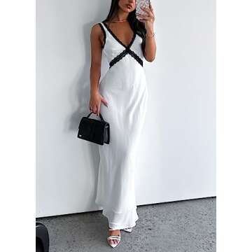 Women Open Back Satin Slip Dress Long Bodycon Y2K Floral Print Spaghetti Strap V Neck Midi Dress Summer Cocktail Maxi Dresses