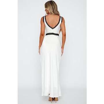 Women Open Back Satin Slip Dress Long Bodycon Y2K Floral Print Spaghetti Strap V Neck Midi Dress Summer Cocktail Maxi Dresses