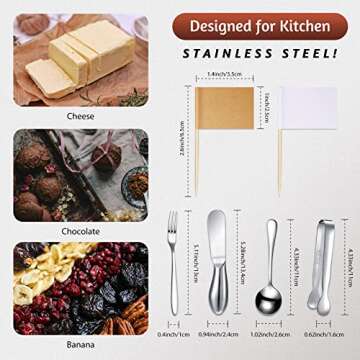 14 Pieces Charcuterie Board Accessories Cheese Spreader Knives Set - Stainless Steel Essential Utens...