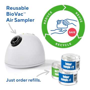 Test Your Air! Professional Quality Mold Test Kit for Home (3 ROOM KIT) - All Fees Included - 1, 2 & 3-Room Test Kits & Refills - Reusable BioVac™ Air Sampler - Full Mold Type & Quantity Analysis