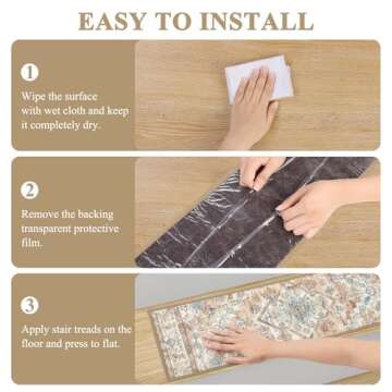 Pauwer Carpet Stair Treads for Wooden Steps Indoor 15 Pack 8" X 30" Peel and Stick Stair Treads Non Slip Staircase Step Treads Reusable Stair Runner Rugs for Dogs, Kids and Elders, Cream Tan