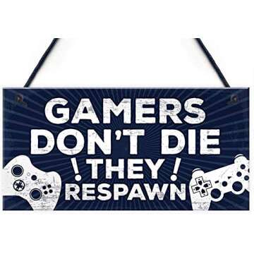 LWF Gamer Bedroom Accessories Hanging Plaque for Brother, Dad, Man Cave - 10" x 5"