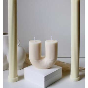 U Shaped Candle Ribbed Candle Arch Candle U Candle Home Decor Shelf Decor Candle Aesthetic Candle Pi...