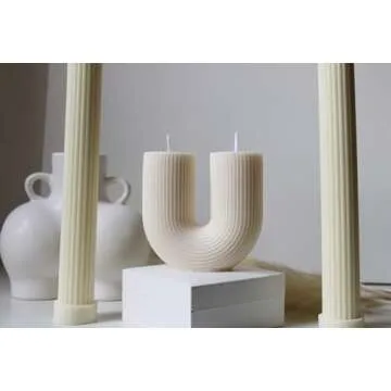 U Shaped Candle Ribbed Candle Arch Candle U Candle Home Decor Shelf Decor Candle Aesthetic Candle Pillar Candles Soy Candle Vegan Candle Rainbow Unity Candle Wedding Living Room Decor